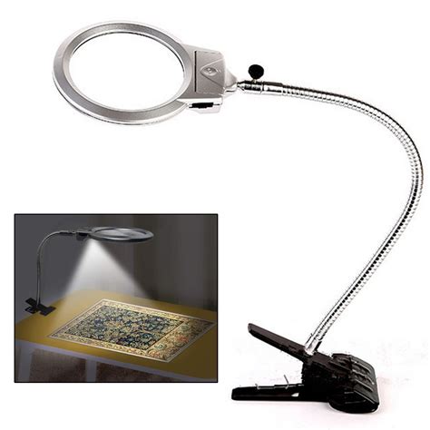 lighted magnifier on stand|free standing lighted magnifying glass.